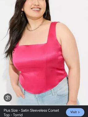 Torrid Hot Pink Peacock Soft Sexy Satin Corset Camisole Top Plus Size 4
